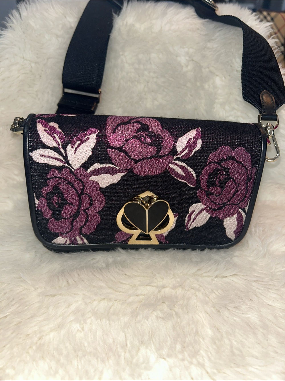 Kate Spade Floral Jacquard Crossbody Bag - Purple Floral